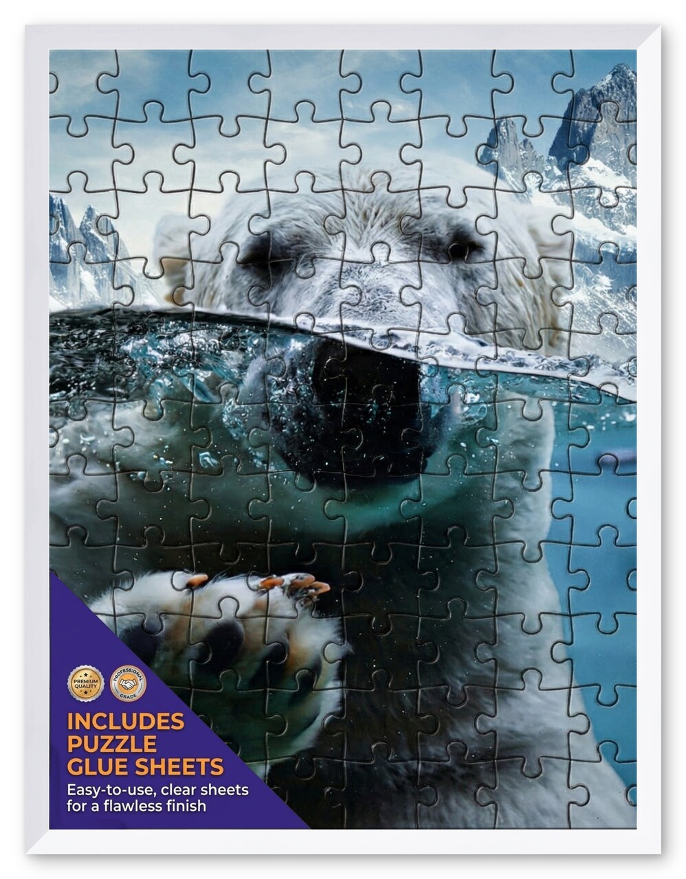 CustomPictureFrames.com Solid Wood Round Mat Puzzle Frame - Multiple Sizes - Black Precision-Cut Mat - Adhesive Preservation Sheets - Assembled in USA Made in the USA